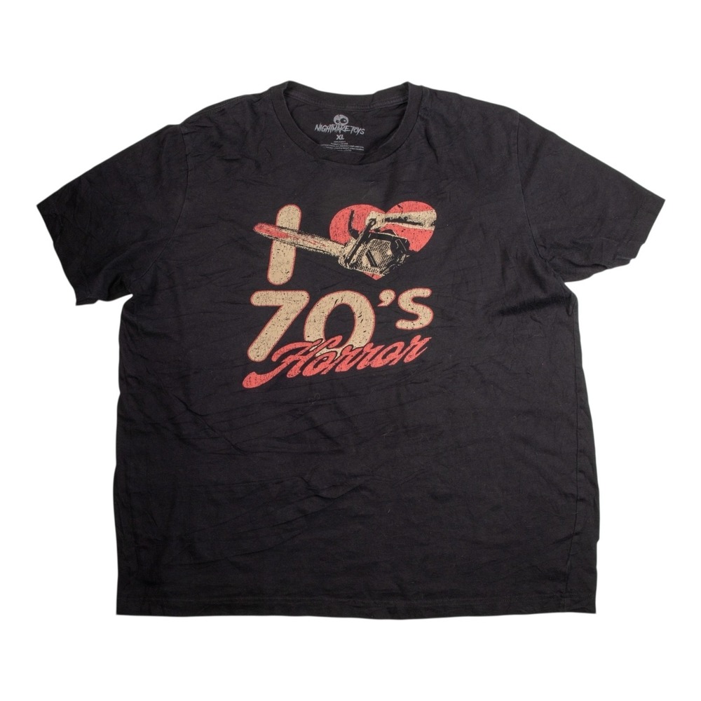Men's I  Love 70's Horror TShirt Size Large Black Short Sleeve Crew Neck Cotton